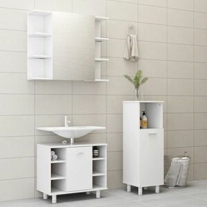 vidaXL 3-cz. zestaw mebli łazienkowych, biały, materiał drewnopochodny obraz