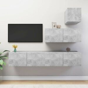 vidaXL 4-cz. zestaw szafek TV, szarość betonu, materiał drewnopochodny obraz