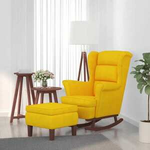 vidaXL Fotel bujany na drewnianych nogach, z podnóżkiem, żółty obraz