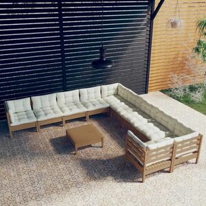 vidaXL 11-cz. zestaw wypoczynkowy do ogrodu z poduszkami, miodowy brąz obraz