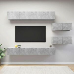 vidaXL Zestaw 6 szafek TV, szarość betonu, materiał drewnopochodny obraz