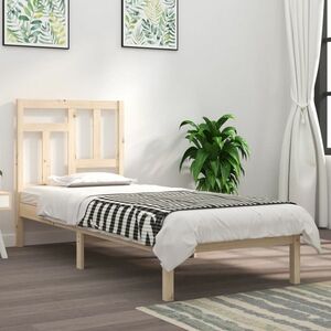 vidaXL Rama łóżka, 75x190 cm, pojedyncza, lite drewno obraz