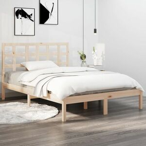 vidaXL Rama łóżka, brąz, lite drewno, 150x200 cm, King Size obraz