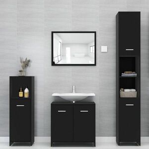 vidaXL 4-częściowy zestaw mebli łazienkowych, czarny obraz