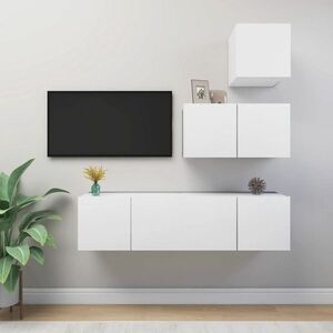 vidaXL 4-cz. zestaw szafek TV, biały, materiał drewnopochodny obraz