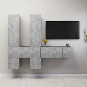 vidaXL 7-cz. zestaw szafek TV, szarość betonu, materiał drewnopochodny obraz