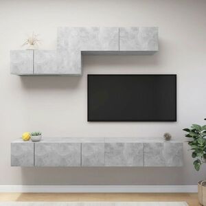 vidaXL 6-cz. zestaw szafek TV, szarość betonu, materiał drewnopochodny obraz