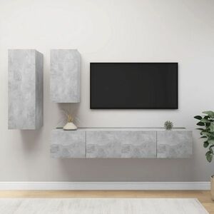 vidaXL 4-cz. zestaw szafek TV, szarość betonu, materiał drewnopochodny obraz