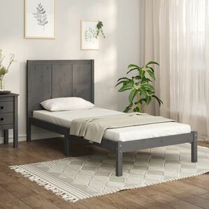 vidaXL Rama łóżka, naturalna, lite drewno sosnowe, 90 x 200 cm obraz
