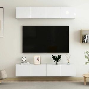 vidaXL Szafki TV, 4 szt., wysoki połysk, białe, 80x30x30 cm obraz