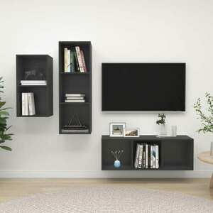 vidaXL Zestaw 3 szafek TV, szary, materiał drewnopochodny obraz