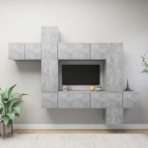 vidaXL 10-cz. zestaw szafek TV szarość betonu, materiał drewnopochodny obraz