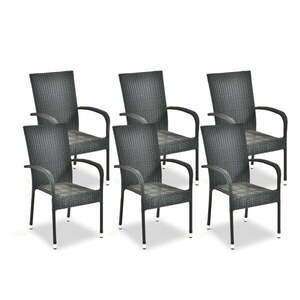 Czarne plastikowe krzesła ogrodowe zestaw 6 szt. Paris – Bonami Essentials obraz