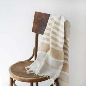 Beżowy lniany ręcznik plażowy 85x140 cm Allure Stripe – Linen Tales obraz