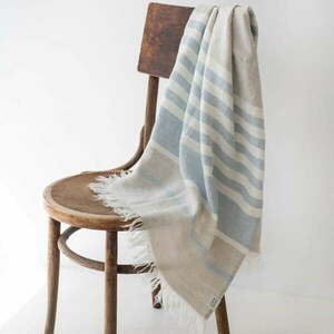 Niebieski lniany ręcznik plażowy 85x140 cm Allure Stripe – Linen Tales obraz
