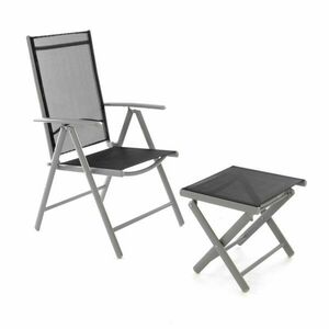 Komplet krzesło aluminiowe rozkładane ogrodowe z podnóżkiem - taboretem obraz