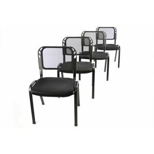 Zestaw 4 krzeseł kongresowych do ustawiania w stosy - czarny obraz