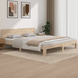 vidaXL Rama łóżka, naturalna, lite drewno sosnowe, 180 x 200 cm obraz