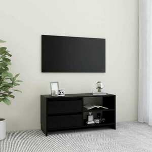 vidaXL Szafka pod telewizor, czarna, 80x31x39 cm, lite drewno sosnowe obraz