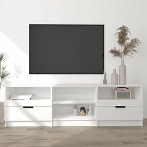 vidaXL Szafka pod TV, wysoki połysk, biała, 150x33, 5x45 cm obraz