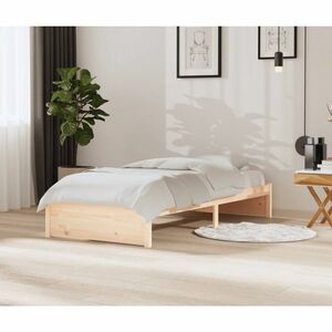 vidaXL Rama łóżka, naturalna, lite drewno sosnowe, 90 x 200 cm obraz