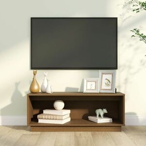 vidaXL Szafka pod TV, miodowy brąz, 90x35x35 cm, lite drewno sosnowe obraz