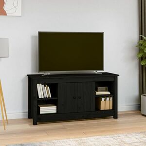 vidaXL Szafka pod telewizor, czarna, 103x36, 5x52 cm, drewno sosnowe obraz