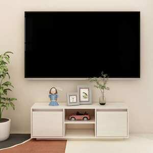 vidaXL Szafka pod telewizor, biała, 110x30x40 cm, lite drewno sosnowe obraz