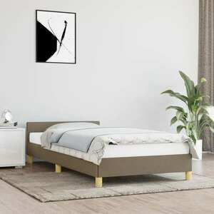 vidaXL Rama łóżka z zagłówkiem, taupe, 90x190 cm, obita tkaniną obraz