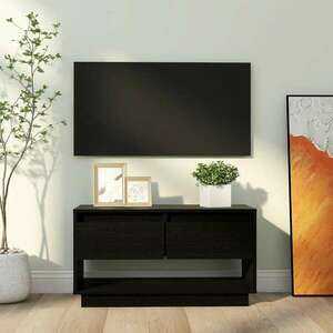 vidaXL Szafka pod telewizor, czarna, 74x34x40 cm, lite drewno sosnowe obraz