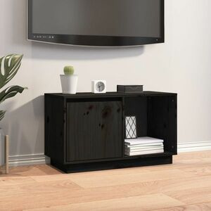 vidaXL Szafka pod telewizor, czarna, 74x35x44 cm, lite drewno sosnowe obraz