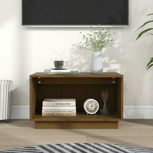 vidaXL Szafka pod TV, miodowy brąz, 60x35x35 cm, lite drewno sosnowe obraz