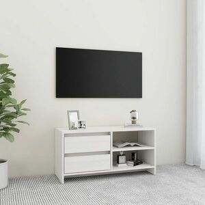 vidaXL Szafka pod telewizor, biała, 80x31x39 cm, lite drewno sosnowe obraz