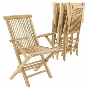 Zestaw 4 krzeseł ogrodowych DIVERO składanych - drewno teko obraz