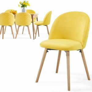 MIADOMODO Zestaw aksamitnych krzeseł do jadalni, żółtych, 6x obraz