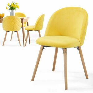 MIADOMODO Komplet krzeseł do jadalni welurowych, żółtych, 4 obraz
