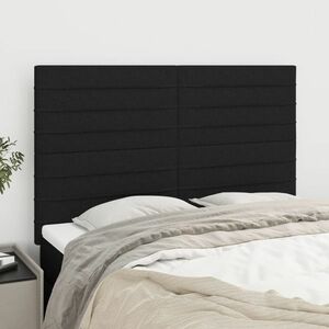 vidaXL Zagłówki do łóżka, 4 szt., czarne, 72x5x78/88 cm, tkanina obraz