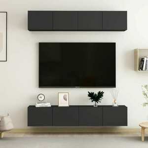 vidaXL Szafki TV, 4 szt., czarne, 80x30x30 cm, materiał drewnopochodny obraz