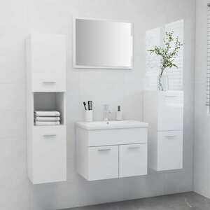 vidaXL Zestaw mebli łazienkowych, wysoki połysk, biały obraz