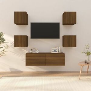 vidaXL Wisząca szafka TV, brązowy dąb, materiał drewnopochodny obraz