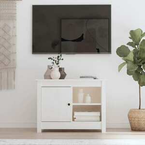 vidaXL Szafka pod telewizor, biała, 70x36, 5x52 cm, lite drewno sosnowe obraz