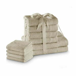 Beżowe bawełniane ręczniki zestaw 10 szt. frotte Amari – AmeliaHome obraz