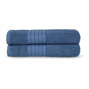 Niebieskie bawełniane ręczniki kąpielowe frotte zestaw 2 szt. 70x140 cm – Good Morning obraz