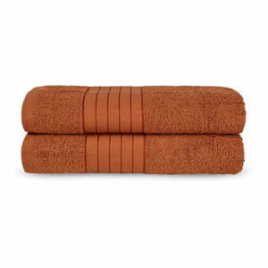 Ceglaste bawełniane ręczniki kąpielowe frotte zestaw 2 szt. 70x140 cm – Good Morning obraz