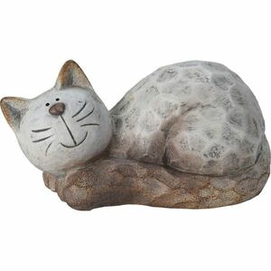 Ceramiczna dekoracja ogrodowa Kot leżący, 21, 6 x 10, 8 x 12, 9 cm obraz