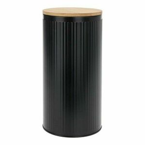 Pojemnik blaszany z bambusową pokrywką Black 1, 6 l, śr. 10, 8 cm obraz
