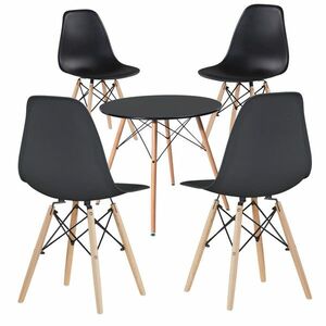 4 nowoczesne krzesła do jadalni i stół, w 3 kolorach-czarne obraz