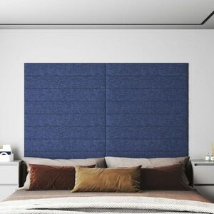 vidaXL Panele ścienne, 12 szt., niebieskie, 90x15 cm, tkanina, 1, 62 m² obraz