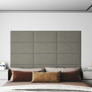 vidaXL Panele ścienne, 12 szt., jasnoszare, 60x30 cm, aksamit, 2, 16 m² obraz