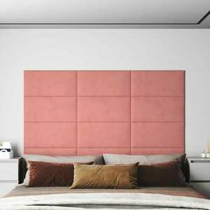 vidaXL Panele ścienne, 12 szt., różowe, 60x30 cm, aksamit, 2, 16 m² obraz